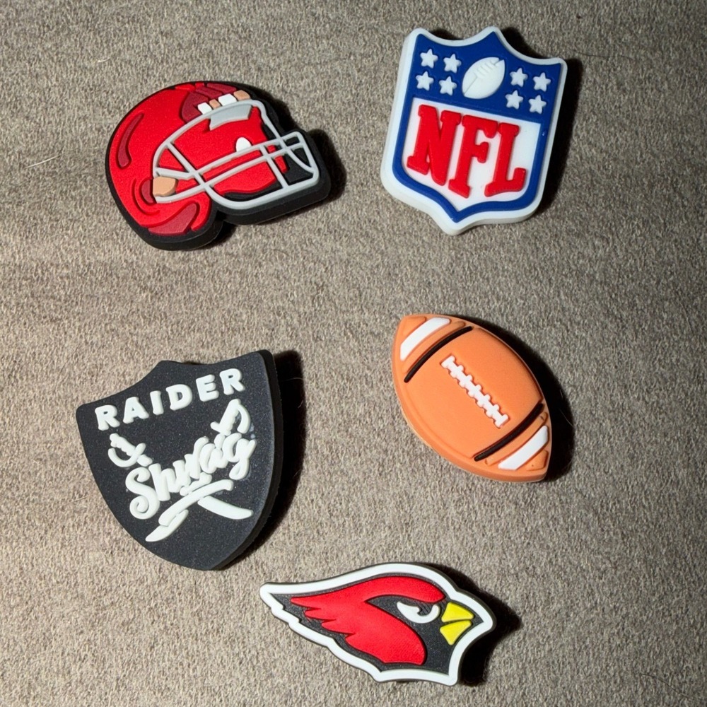 NFL Football Shoe Charms Arizona Cardinals Helmet Ball Shield 5pc Set Multicolor